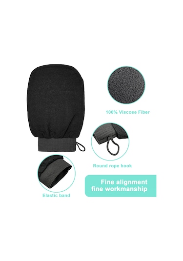 Vkemall 150d Viskon Fiber İpek Hissi Banyo Eldiveni - Cilt Dostu, Siyah + Turuncu