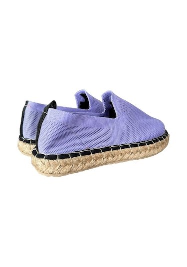 Unisex El Yapımı Triko Espadril Lila-beyaz Beyaz