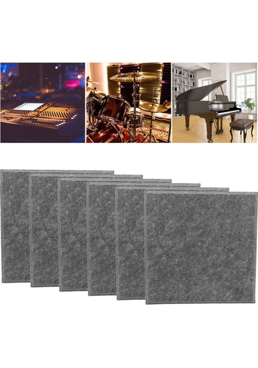 Hfambition 6 Adet Poliester Fiber Isıya Dayanıklı Ses Emici Paneller - Piyano Odası, Stüdyo, Anaokulu İçin Zedelenmeyi Azaltan Duvar Panelleri Gri Gri