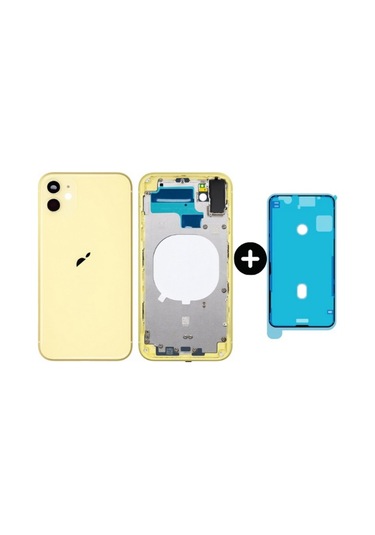 iPhone 11 Uyumlu Boş Kasa Sarı + Sıvı Ve Toz Bandı