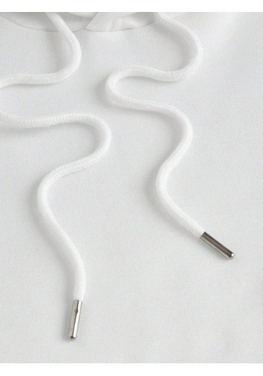 Coke Serisi Waves Print Kangaroo Pocket Drawstring Thermal Hoodie-trzksw872 Beyaz