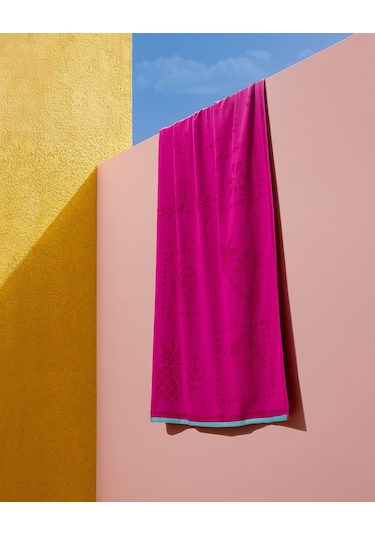 Sorle %100 Pamuk Plaj Havlusu - Fuşya - 70x150 Cm 8684427222867 Pembe