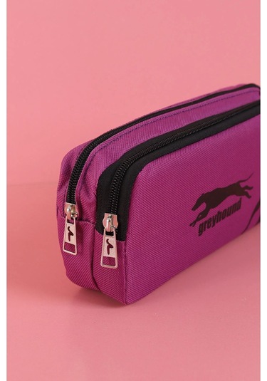 Rlx-141 İki Gözlü Kalemlik Okul Üniversite Çocuk Kalem Kutusu Eflatun Beyaz