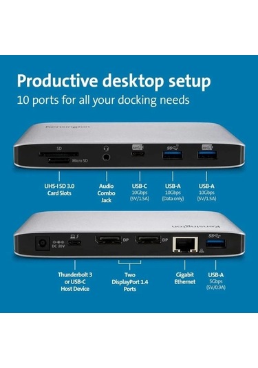 Kensington Sd2480t Thunderbolt 3 Ve Usb-c Çift 4k Bağlantı İstasyonu