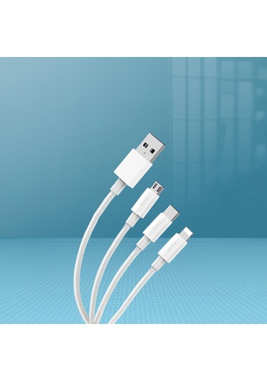 Global L37 3in1 Lightning, Type-c, Micro Çıkışlı Hızlı Data Ve Şarj Kablosu