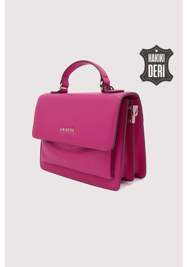 Hakiki Deri Kadın El Çantası Fuşya Smr9022 Fuşya