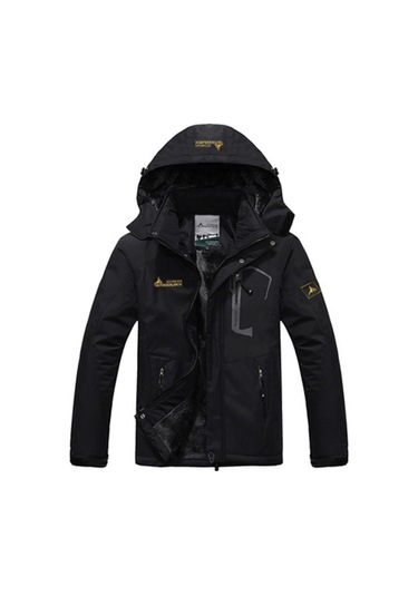 Erkek Outdoor Mont Kayak Dağcılık Montu Siyah Siyah