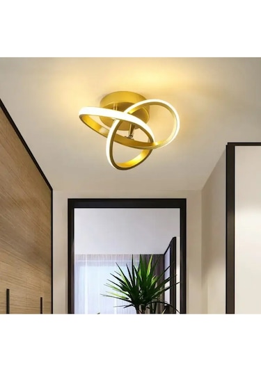Modern Plafonyer Salon Mutfak Oturma Odası Avize Boomerang Led Avize Eskitme Gold Gün Işığı 4000k Gold