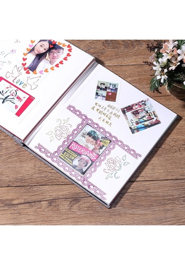 Sones Basit Keten Kendinden Yapışkanlı Film Albümü Retro Aile Büyük Kapasiteli El Yapımı Yaratıcı Hediyeler Bej Siyah Sayfa