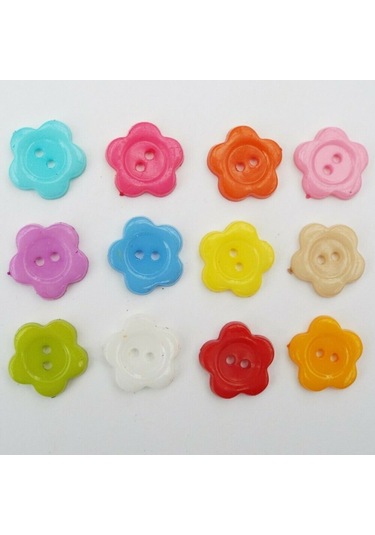 Çiçek Renkli Düğme Renkli Papatya Düğme 2 Cm - 25 Adet