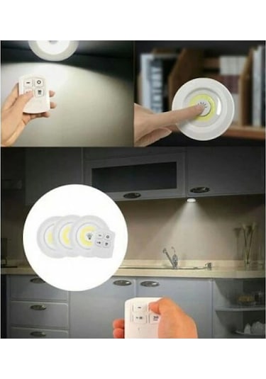 Uzaktan Kumandalı Yapışkanlı Led Spot Lamba Wt-364 Renkli