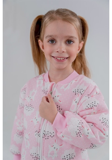 Kız Erkek Çocuk Kalın Elyaf Dolgulu 2.5 Tog Desenli Uyku Tulumu-pembe Pembe