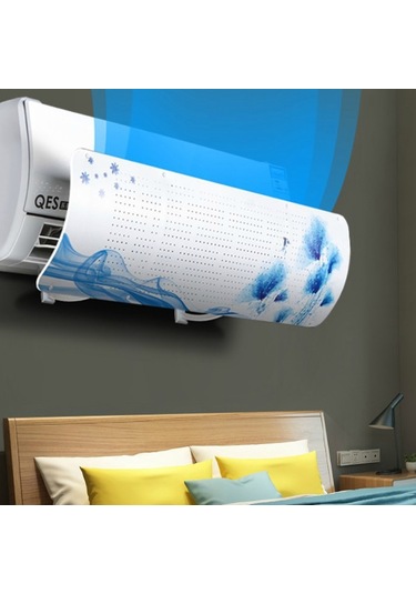 Kosona Çocuklar İçin Uygun Duvar Tipi Klima Rüzgar Engelleyici, Pp Malzeme, 180 Derece Ayarlanabilir, Delikli Tasarım, Gül Sepeti Desenli