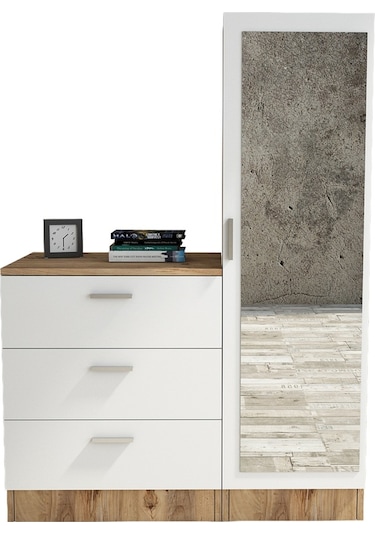Robin Home Lyana Aynalı Şifonyer Gardırop Çam-Beyaz (483214904)