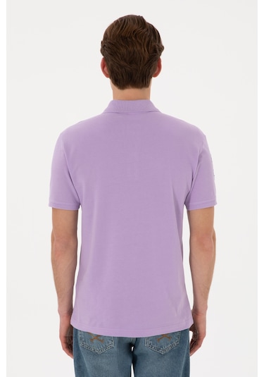 U.S. Polo Assn. Erkek Slim Fit Polo Yaka Lila Basic Tişört 50305929-VR034