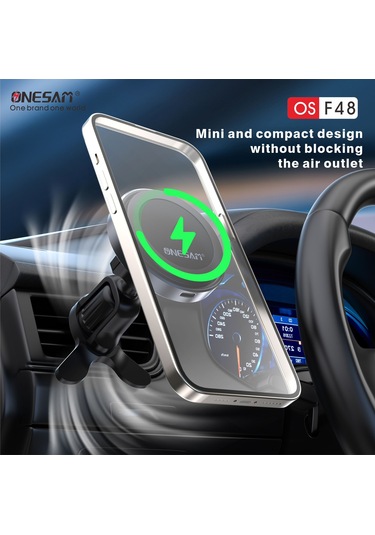 Onesam F48 15w Magsafe Kablosuz Şarjlı Araç Telefon Tutucu 1 Adet