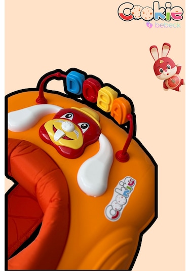 Cookie Ayarlanabilen Müzikli Yumuşak Pedli Lüks Yürüteç Turuncu