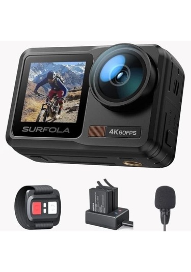 Surfola Sf630 Aksiyon Kamerası 4k 60 Fps Sualtı Spor Kamerası Wifi 1350 Mah Siyah