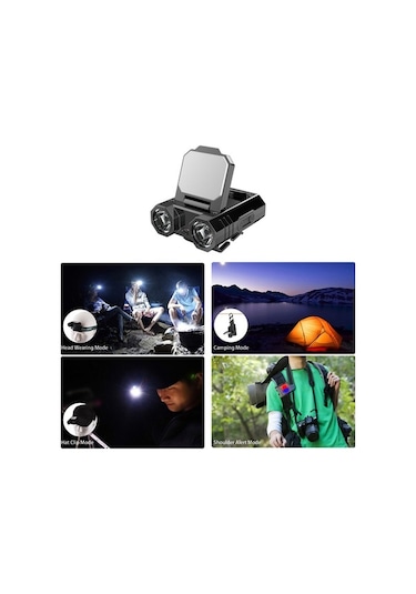 Pazly Şarj Edilebilir Led Kamp Farı, Akıllı İndüksiyonlu Şapka Klipsi, Işık Ayarlanabilir Siyah Siyah