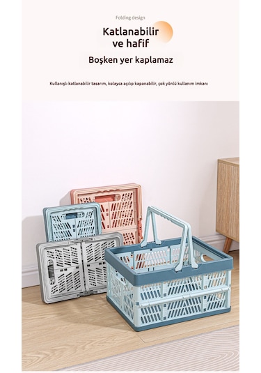 Snapbuy Katlanır Sepet, Alışveriş, Piknik, Market, Taşıma, Depolama Ve Kamp İçin Uygundur Küçük Boy Mavi