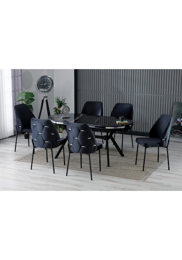 Deva 6 Kişilik Yemek Masası Takımı Lacivert