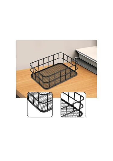 Suntek Tel Sepet Vintage İstiflenebilir Gıda Saklama Sepeti Siyah