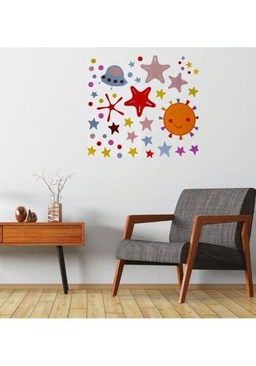 Duvar Süsü Sticker 2 Adet Uzaylı Desenli Pvc 70x50x0,5cm