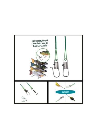 Uyguna-yakala 6 Adet Fishack Klipsli Fırdöndülü Çelik Tel-mal.430