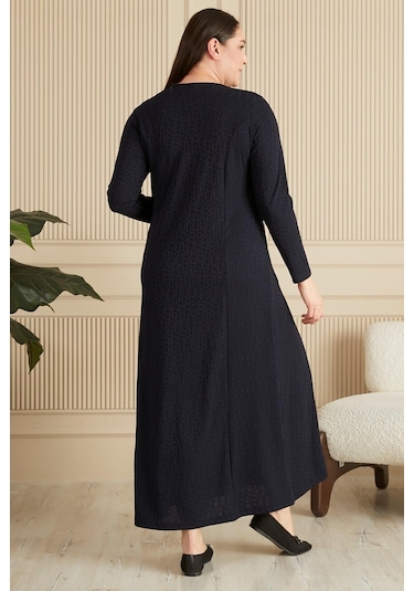 Kadın Büyük Beden Nergis Jakar Tesettür Anne Elbise 001