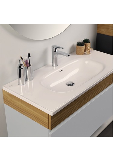 Kobos Harmony 100 Cm Banyo Dolabı Seti Bianco + Meguro Beyaz