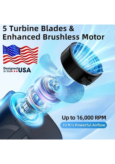 Xuweiwei Taşınabilir Bel Fanı Yeşil Metal Dekor 6 Hız 16000rpm Şarj Edilebilir 6000mah Nikel Pil Usb Şarj İç Dış Mekan Kullanımı