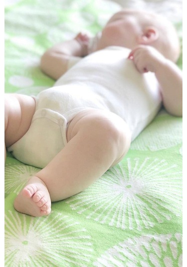 Organik Triko Bebek Örtüsü, Halkalar 80x90 , Yeşil