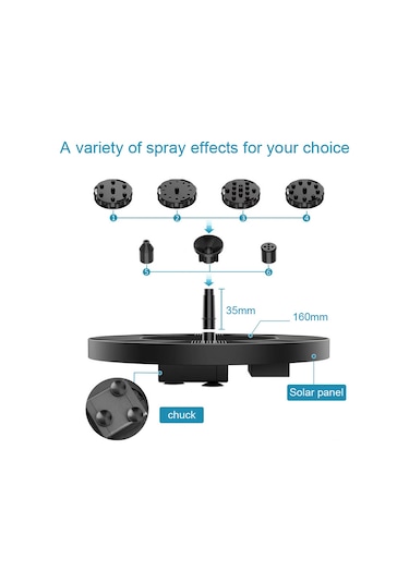 Aubyhe Güneş Enerjili 190l/saat Akışlı 6 Fişli Havuz Fontanı - Bahçe, Park, Dış Mekan Peyzajı İçin Hafif Uyumlu Su Sprinklerı