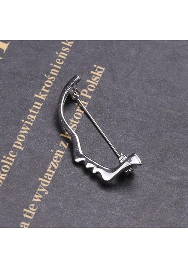 Gümüş Blucome Soyut Yarım Yüz Şekli Broşlar Çocuklar Için Altın Renk Pin Ceket Kısa Moda Aksesuarları Broş Rozeti Gümüş