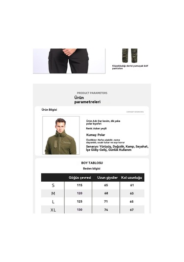 Erkekler İçin Rüzgar Geçirmez Ve Sıcak Polar Ceket/mont Yeşil