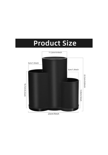 3'ü 1 Arada Mutfak Organizeri - Kaşık, Çatal, Bıçak Mutfak Beyaz - Siyah