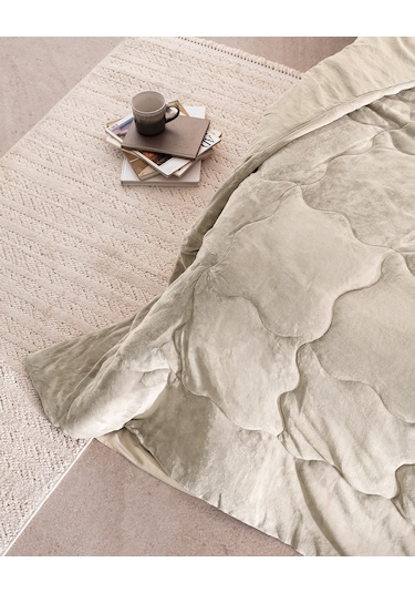 Madame Coco Kaira Çift Kişilik Comforter Set - Bej Ekru