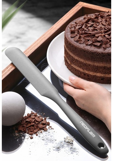 Neoflam Silikon Ince Pasta Spatulası Gri Gri