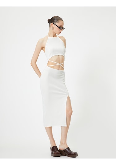 Koton Halter Yaka Elbise Midi Pencere Detaylı Önden Yırtmaçlı Slim Fit Ekru 4sal80022ık Ekru Koton Halter Yaka Elbise Midi Pencere Detaylı Önden Yırtmaçlı Slim Fit Ekru 4sal80022ık Ekru