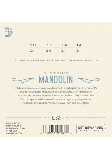 D'addario Ej62 80/20 Bronze Mandolin Strings. Light Takım Tel Man