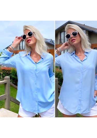 Dokuma Viskon Kumaş Efsane Gömlek Buz Mavisi