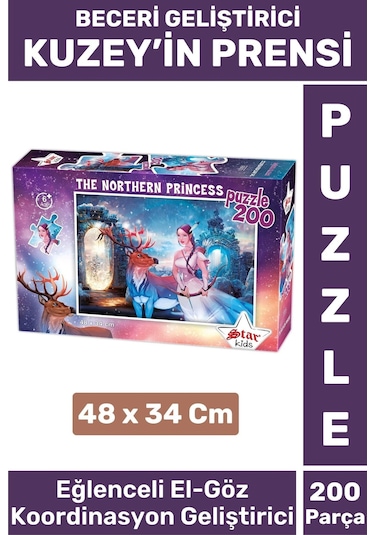 Premium Seri Eğlenceli El Göz Koordinasyon Beceri Geliştirici Çocuk 200 Parça Puzzle Kuzey'in Prensi