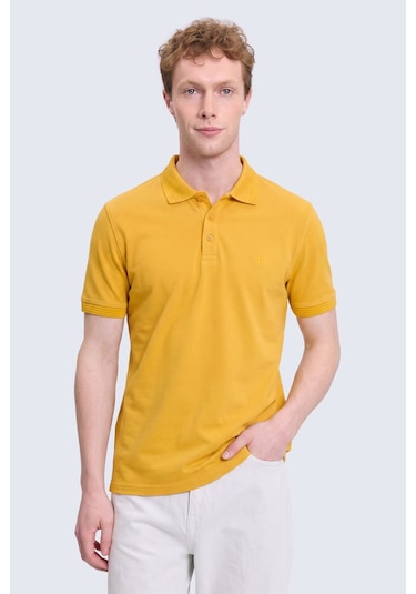 Hatemoğlu Sarı Regular Fit Polo Yaka 100% Pamuk Tişört Sarı - Lacivert - Mavi