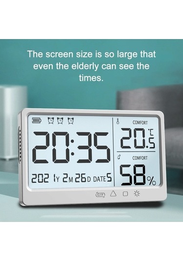 Dancemonkey Geek Elektronik Sıcaklık Nem Ölçer Termometre - Beyaz