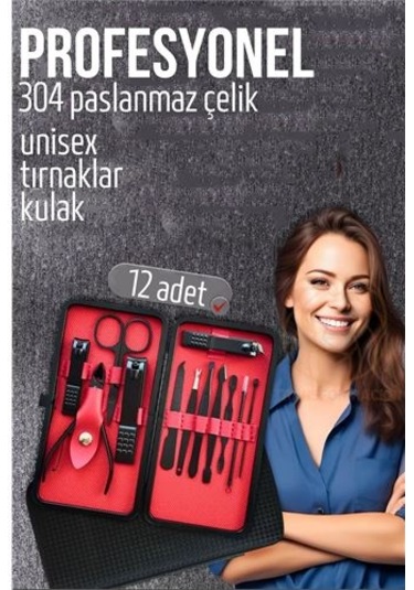 Modacar Manikür Seti Pedikür Kulak Yüz Bakım Kiti Profesyonel 304 Çelik Siyah