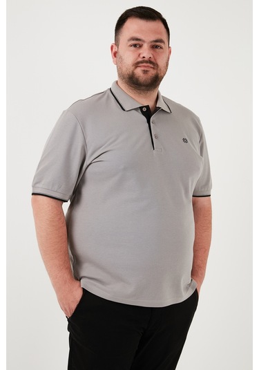 Buratti Büyük Beden Pamuklu Regular Fit Erkek Polo Yaka T Shirt 5902118B Taş