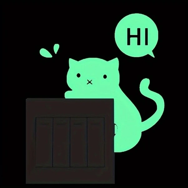 Trendooze Yeşil Aydınlatmalı Sevimli Kedi Duvar Dekoru - Ev Dekorasyonu Diğer