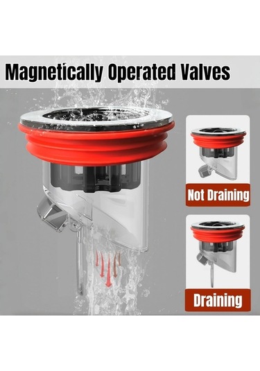 Besthome1 Anında Kokuyu Engelleyen Drenaj Klapanı, Saç Filtresi İçeren, Kırmızı Kırmızı