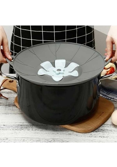 Dancemonkey Silikon Çiçek Dökülmeye Dayanıklı Kullanıcı Dostu Tencere Kapağı Gri Diğer