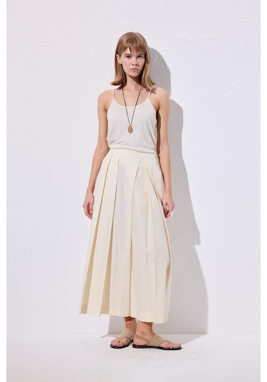 Geniş Pileli Pantolon Vanilya Vanilya